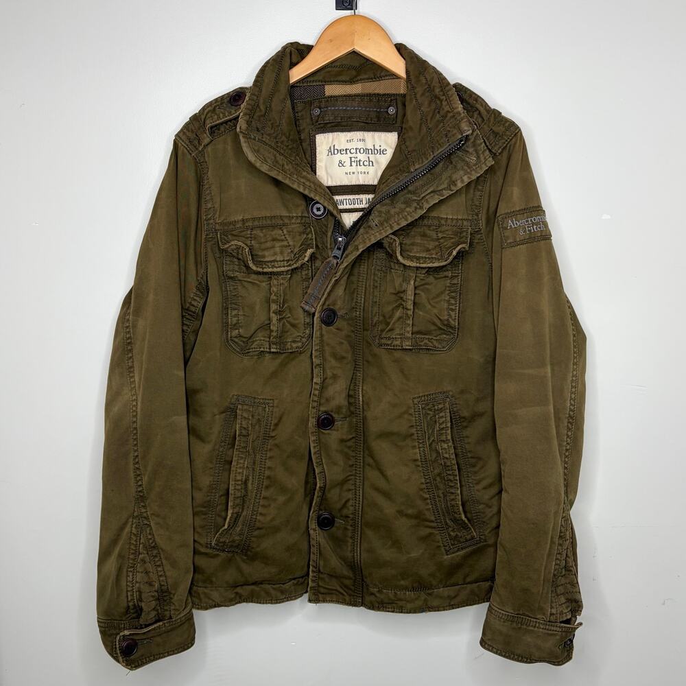 Y2K Abercrombie & Fitch Mens Sawtooth Military Field Utility Jacket Size M Lined